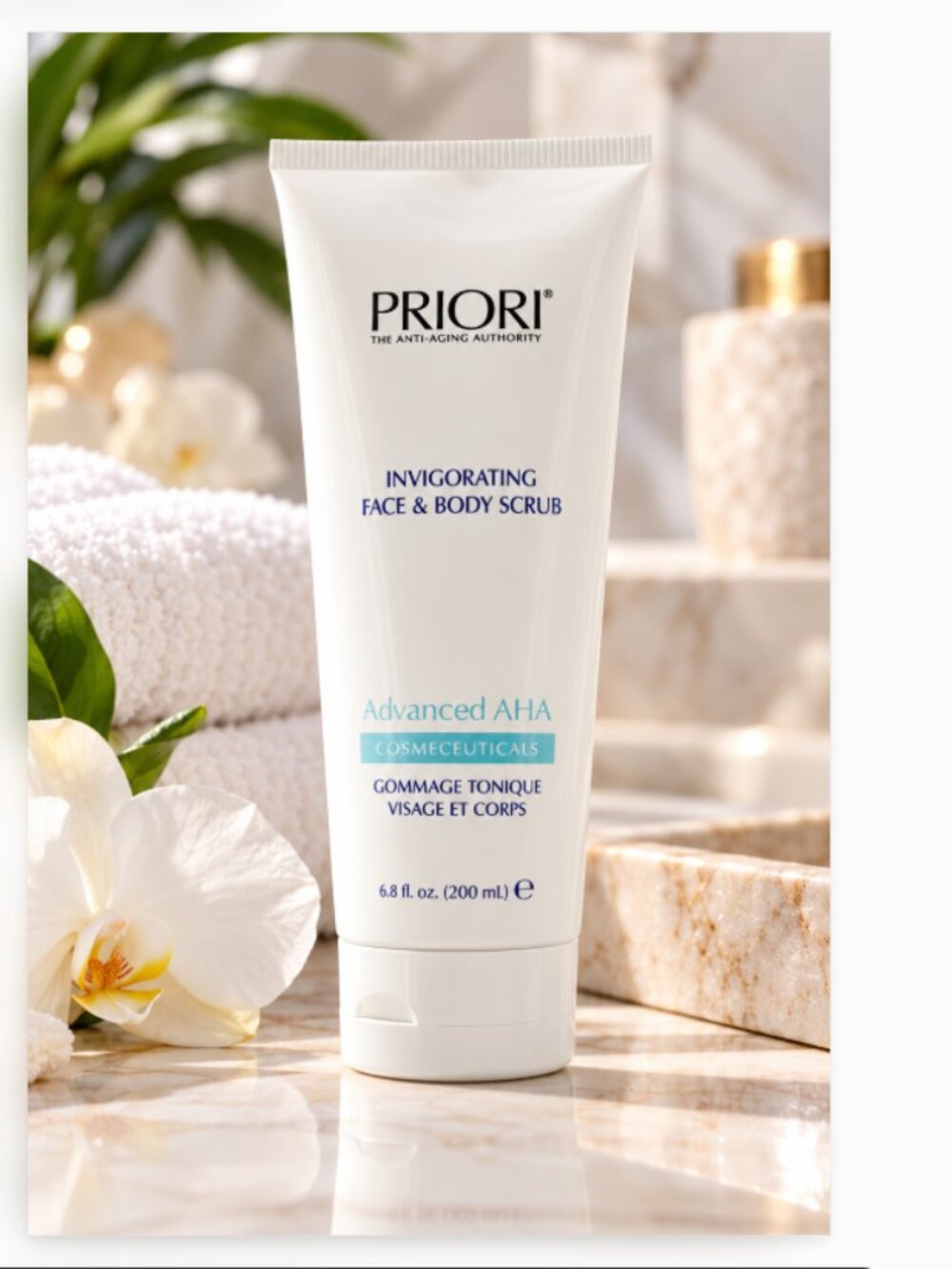DISCONTINUED | PRIORI Advanced AHA Invigorating Face & Body Scrub – 200 mL/6.8oz
